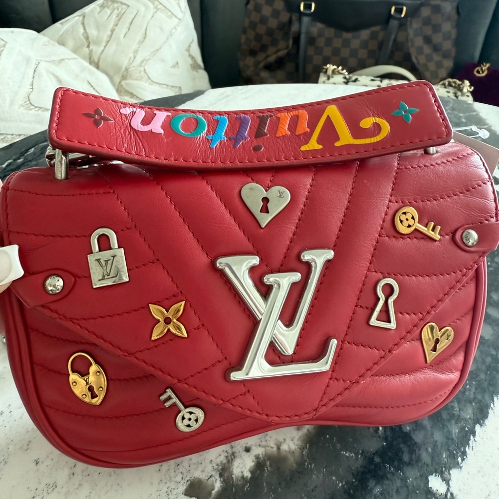 Louis Vuitton love lock new wave Red Shoulder Bag with Silver and Gold Details